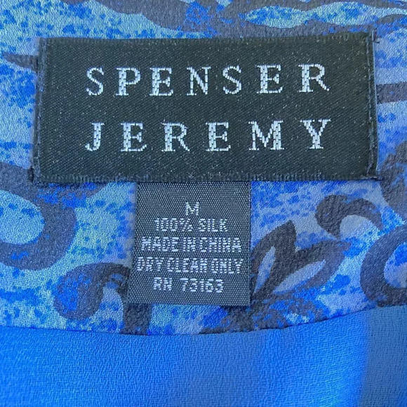 Spenser Jeremy Silk Sleeveless Lace-Up Tank Top, Blue Floral, M, NWT - Picture 2 of 8